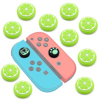 10 PCS Silicone Rocker Cap Button Cap 3D Protective Cap For Nintendo Switch/Lite Joycon(Lemon Green)