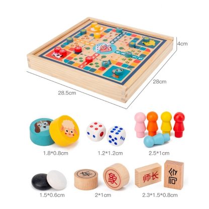 Children Wooden Multifunctional Parent-Child Interactive Puzzle Board Toy, Set Specification: 6 In 1 Chess - Image 3