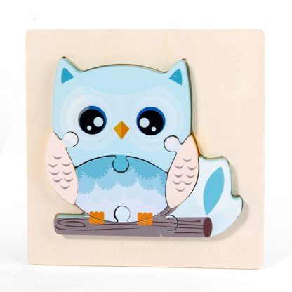 3 PCS Early Childhood Education Wooden Three-Dimensional Jigsaw Puzzle Toy(S-Owl)