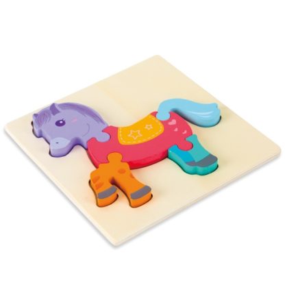 3 PCS Early Childhood Education Wooden Three-Dimensional Jigsaw Puzzle Toy(Horse)