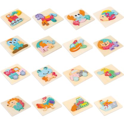 3 PCS Early Childhood Education Wooden Three-Dimensional Jigsaw Puzzle Toy(Horse) - Image 2