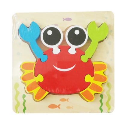 3 PCS Early Childhood Education Wooden Three-Dimensional Jigsaw Puzzle Toy(Y-Crab)