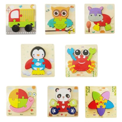 3 PCS Early Childhood Education Wooden Three-Dimensional Jigsaw Puzzle Toy(Y-Crab) - Image 2