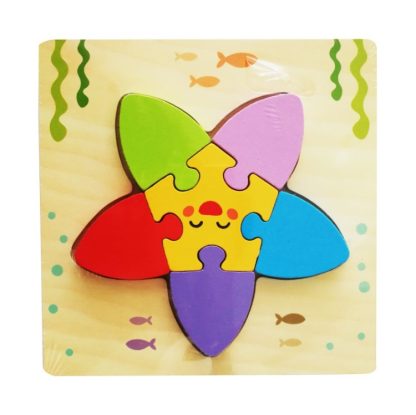 3 PCS Early Childhood Education Wooden Three-Dimensional Jigsaw Puzzle Toy(Y-Starfish)