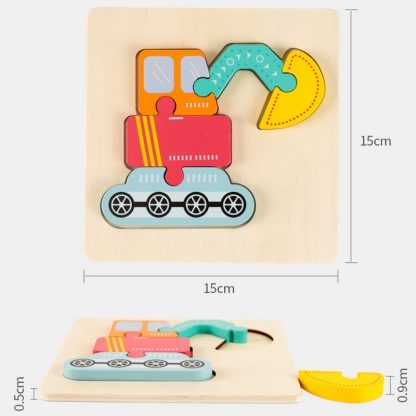 3 PCS Early Childhood Education Wooden Three-Dimensional Jigsaw Puzzle Toy(Airplane) - Image 3