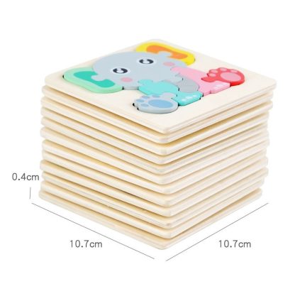 5 PCS Children Wooden Three-Dimensional Puzzle Early Education Cartoon Animal Geometric Educational Toys(Lion) - Image 3