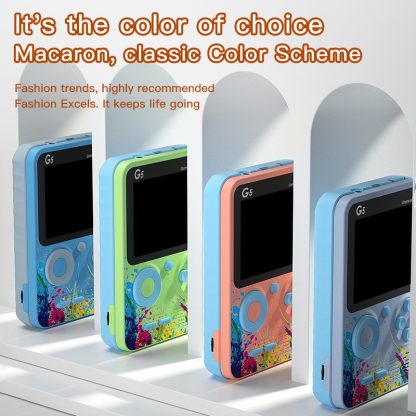 G5 Retro Children Macaron Handheld Game Console Color Screen Built-In 500 Games, Style: Single (Blue) - Image 2