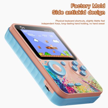 G5 Retro Children Macaron Handheld Game Console Color Screen Built-In 500 Games, Style: Single (Blue) - Image 3