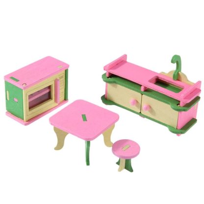 Simulation Miniature Wooden Furniture Kids Toys Doll House Set(584)