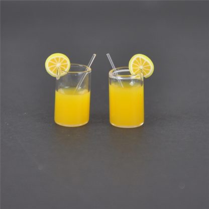 5 PCS Mini Lemon Water Cup Miniature Dollhouse Accessories Cups Toy Mini Decoration Gifts(Orange juice lemon cup) - Image 2