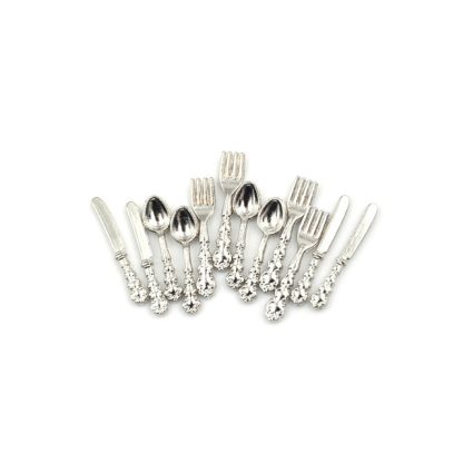 12 PCS / Set Simulation Kitchen Food Furniture Toys Dollhouse Miniature Accessories 1:12 Fork Knife Soup Spoon Tableware