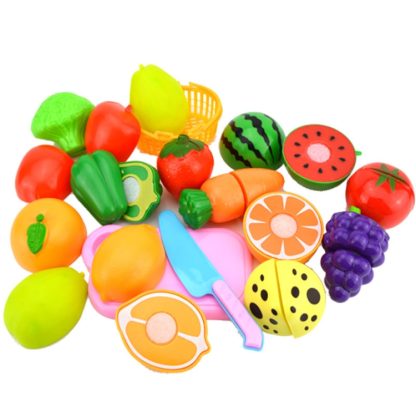 Pretend Play Plastic Food Toy Cutting Fruit Vegetable for Children, Random Color and Style 15 PCS / Set - Image 2