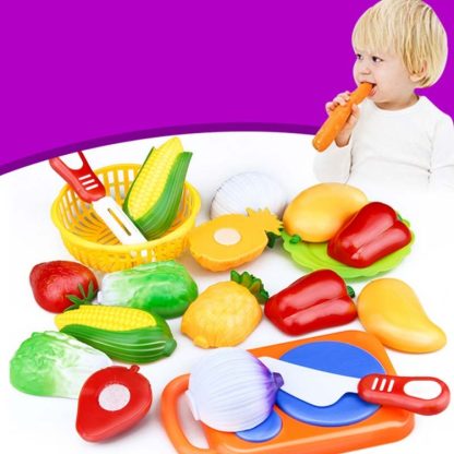 12 in 1 Kids Kitchen Toy Plastic Fruit Vegetable Food Cutting Pretend Play Early Educational - Image 3