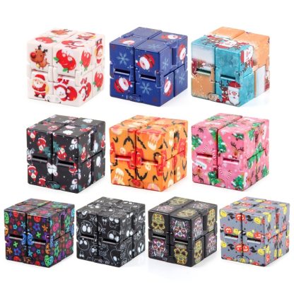 3 PCS Infinite Magic Cube Halloween & Christmas Theme Decompression Pocket Cube Second Order Cube Toy(NO.335K-8 Pink Blu - Image 2