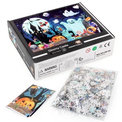 1000 Pieces Adult Jigsaw Puzzle Halloween Pumpkin Skull Paper Puzzle Toy(Gloomy Castle) - Image 2