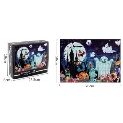 1000 Pieces Adult Jigsaw Puzzle Halloween Pumpkin Skull Paper Puzzle Toy(Gloomy Castle) - Image 3