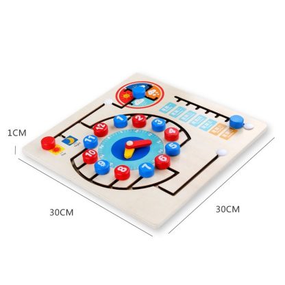 QZMTOY Teaching Clock Time Cognitive Board Weather Calendar Maze Early Education Toys(Colored) - Image 3