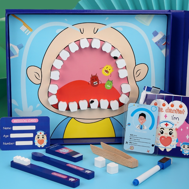 Children Educational Role Playing Simulation Wooden Dentist Suit(Little Dentist)