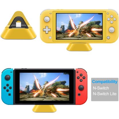 2 PCS DOBE TNS-19062 Host Charging Bottom Portable Triangle Game Console Charger For Switch / Lite(Yellow) - Image 3