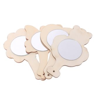 3 PCS White Wooden Small Mirror Children Hand-painted Materials Mirror, Random Style Delivery