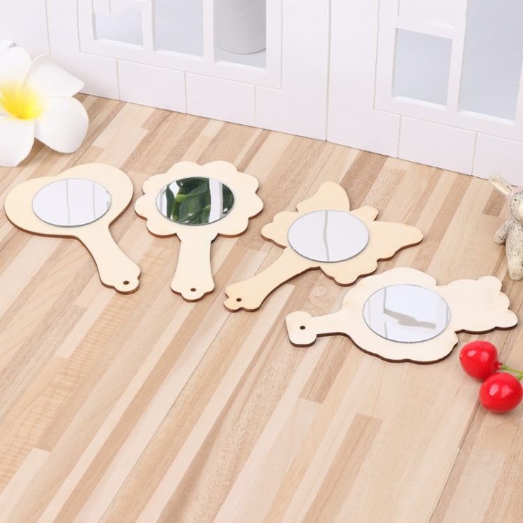 3 PCS White Wooden Small Mirror Children Hand-painted Materials Mirror, Random Style Delivery - Image 2