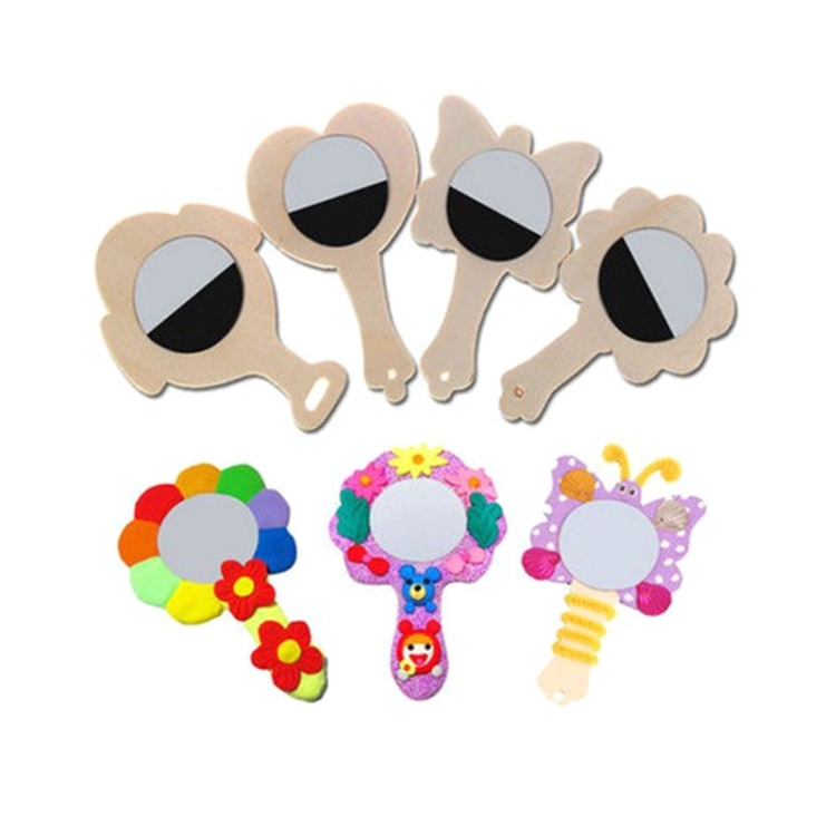 3 PCS White Wooden Small Mirror Children Hand-painted Materials Mirror, Random Style Delivery - Image 3
