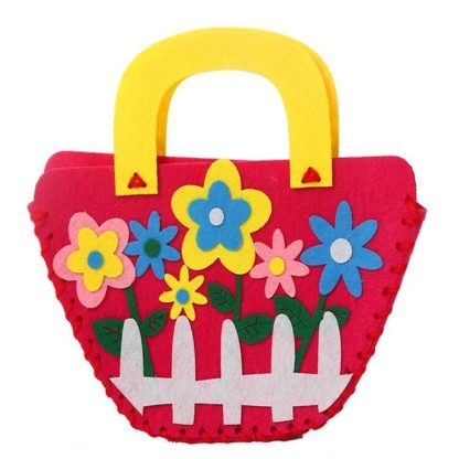 Non-woven Fabric DIY Cartoon Paste Hand Sewing Bag Fabric Bag(Flower)