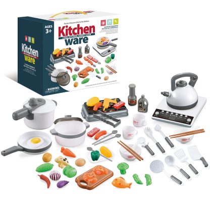 MoFun 5715 52 in 1 Children Pretend Play Kitchen Home Appliances Toys Simulation Cooker Kitchenware Food Set(White) - Image 2