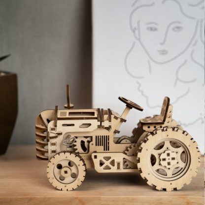 LK401 Tractor DIY Puzzle Jigsaw Toy 3D Wooden Crafts Decoration Clockwork Dynamic Model - Image 2