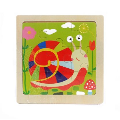 3 PCS Kids Wooden Cartoon Puzzle Jigsaw Toy Early Educational Toys(Snail) - Image 2