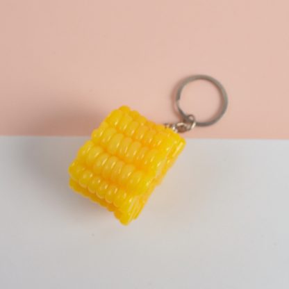 3 PCS Keychain Corn PVC Simulation Vegetable Model Pendant Creative Play House Small Toys