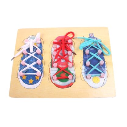 2 PCS Montessili Tie Shoelaces Puzzle Educational Early Education Toys(Wood Jigsaw) - Image 2