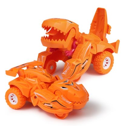 2 PCS Dinosaur Deformation Car Children Inertial Sliding Car Model Toy(Orange)