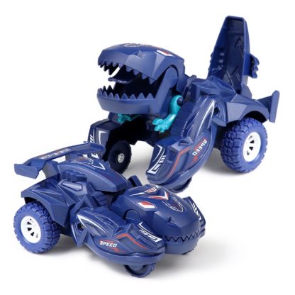 2 PCS Dinosaur Deformation Car Children Inertial Sliding Car Model Toy(Blue)