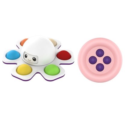 3 PCS Face-Changing Octopus Bubble Top Decompression Toy, Colour: White+Buttons Bead Pink