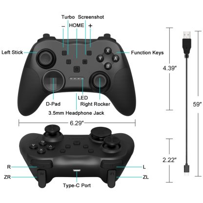 MB-S819 Wireless Bluetooth Game Console Handle With Wake-Up Vibrating Gyroscope For Nintendo Switch(Black) - Image 3