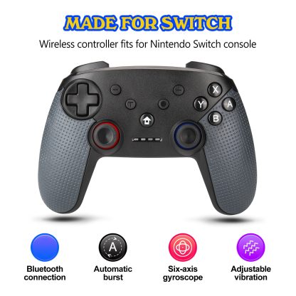 Bluetooth Wireless Gamepad  Built-In Dual Motors With TURBO Function Suitable For Switch Pro(Black) - Image 3