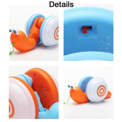 Pull String Cartoon Snail Dazzle Light Crawling Toddler Toy(Blue) - Image 3