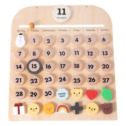 Children Room Wooden Perpetual Calendar Baby Cognitive Desktop Pendant, Spec: Plywood TC - Image 2