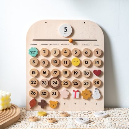 Children Room Wooden Perpetual Calendar Baby Cognitive Desktop Pendant, Spec: Beech GB