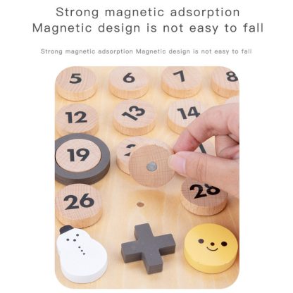 Children Room Wooden Perpetual Calendar Baby Cognitive Desktop Pendant, Spec: Beech GB - Image 3