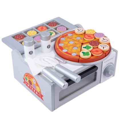 Acarebanny Wooden Simulation Barbecue Pizza Oven Children Pretend Play Toy(Pizza Oven)