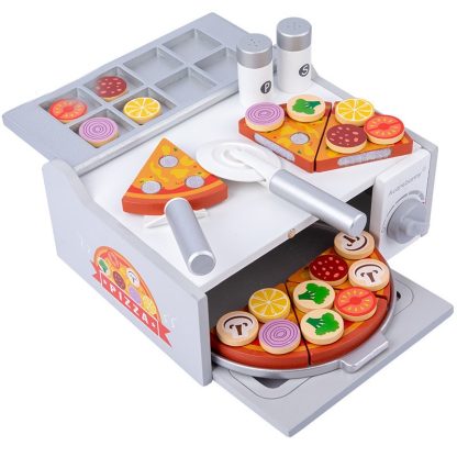 Acarebanny Wooden Simulation Barbecue Pizza Oven Children Pretend Play Toy(Pizza Oven) - Image 2