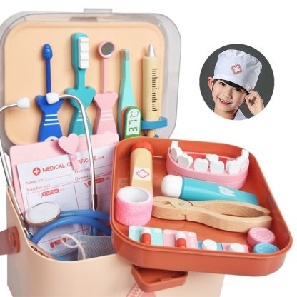 Children Wooden Simulation Medicine Box Pretend Play Toy, Colour: 25 PCS (Blue) - Image 3