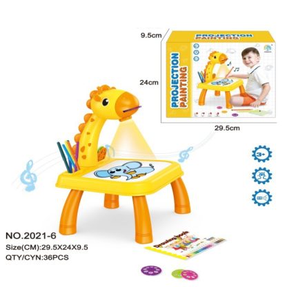 Children Multifunctional Projection Painting Toy Writing Board, wthout Watercolor Pen, Style: Giraffe Yellow - Image 2