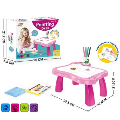 Children Multifunctional Projection Painting Toy Writing Board, wthout Watercolor Pen, Style: Pink (No Projection) - Image 2