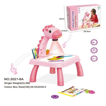 Children Multifunctional Projection Painting Toy Writing Board, wthout Watercolor Pen, Style: Giraffe Pink - Image 2