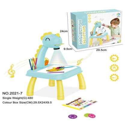 Children Multifunctional Projection Painting Toy Writing Board, wthout Watercolor Pen, Style: Dinosaur Blue - Image 2