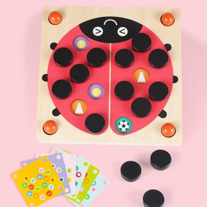 Wooden Beetle Memory Chess Parent-Child Interactive Brain Puzzle Game(Red) - Image 2