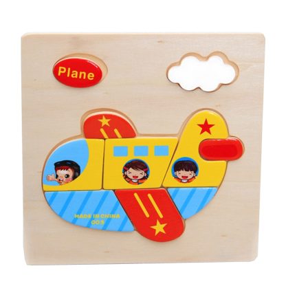 10 PCS Children Educational Toy Wooden Cartoon Jigsaw Puzzle(Airplane)